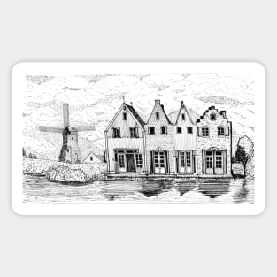 Volendam Windmill Netherlands Travel Art Magnet